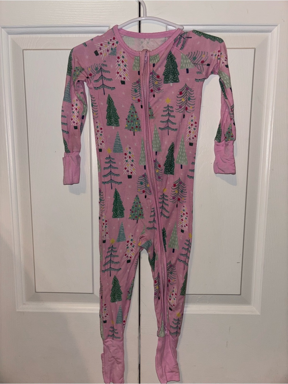 Little Sleepies Pink Holiday Tree 12-18month Pajamas